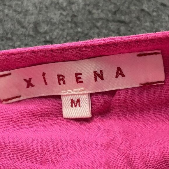 Xirena 100% Cotton Gauze Bell Sleeve Pink Tiered Midi Kendall Dress with Pockets - Picture 5 of 9